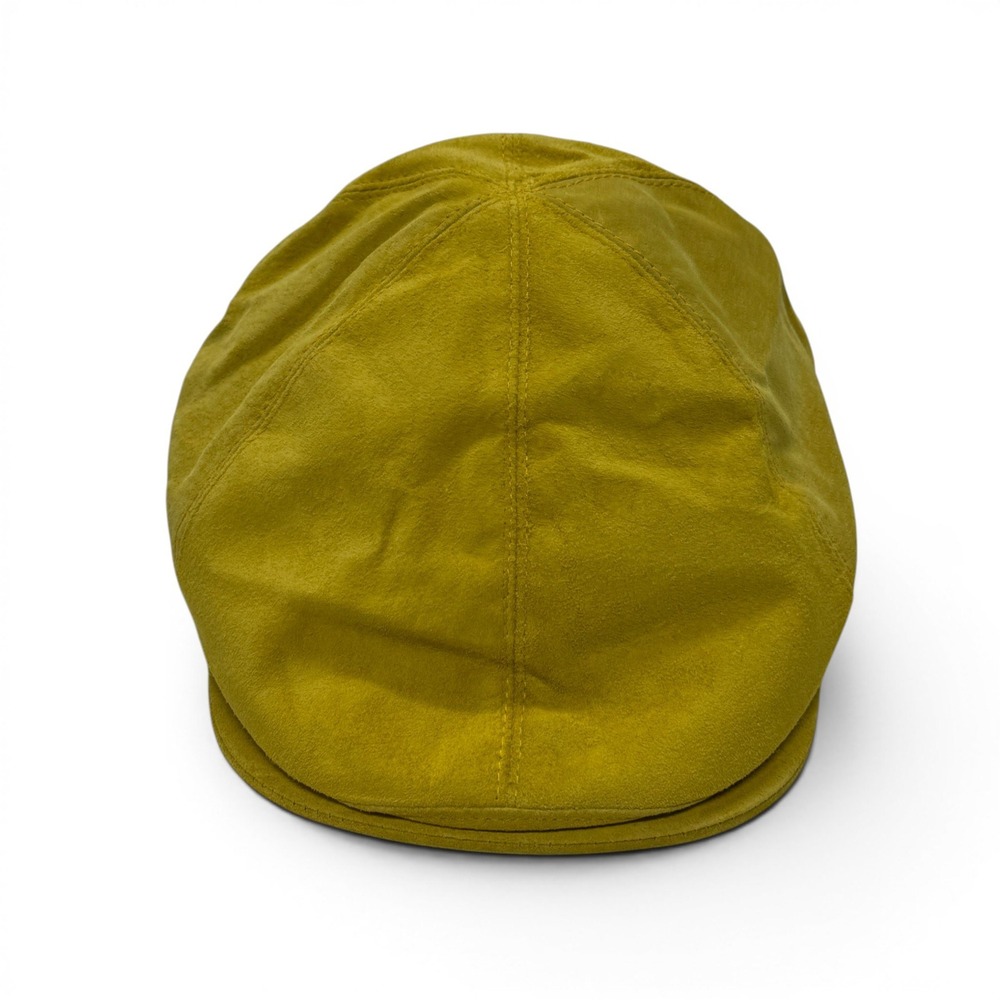 Goorin Bros Mens Mustard Yellow Genuine Suede Flat Cap Ivy Driving Hat Large USA - Picture 5 of 9